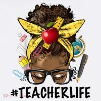 Teacher Life Messy Bun Afro Teacher African American Educate Women's Tank Top thumb 5
