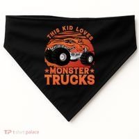 This Loves Monster Trucks Cute Gift USA-Made Doggie Bandana thumb 0