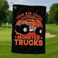 This Loves Monster Trucks Cute Gift Golf Towel thumb 1