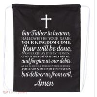 The Lords Prayer Our Father Cross Prayer God Christian Drawstring Bag thumb 0