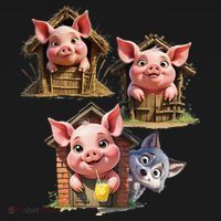 Three Little Pigs - Costume For   Adults Women Toddler T-Shirt thumb 4