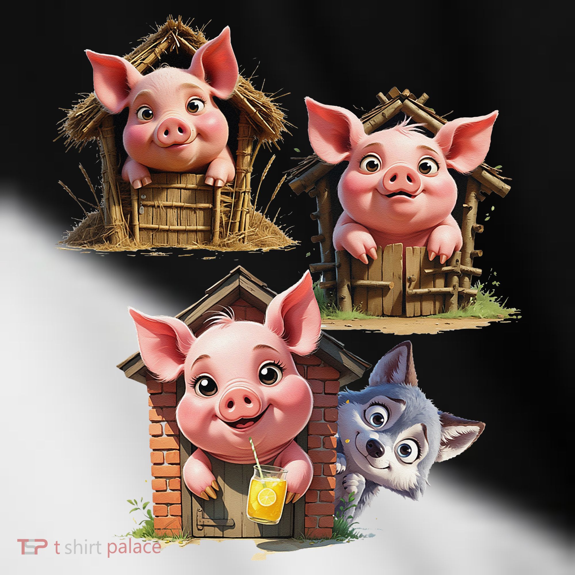 Three Little Pigs - Costume For   Adults Women Toddler Fine Jersey T-Shirt