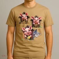 Three Little Pigs - Costume For   Adults Women T-Shirt thumb 3