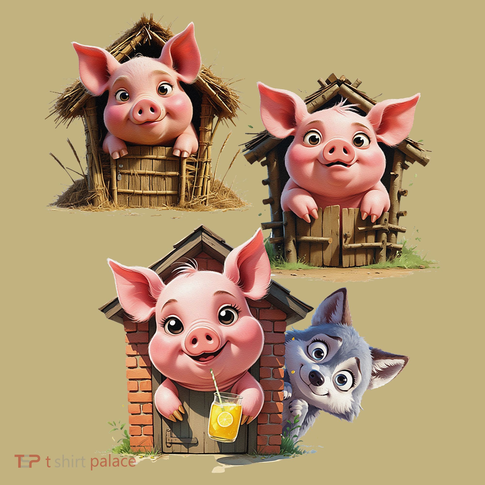 Three Little Pigs - Costume For   Adults Women Kids T-Shirt