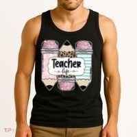 Teacher Life Pencil Back To School Tank Top thumb 3