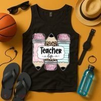 Teacher Life Pencil Back To School Tank Top thumb 4