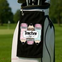 Teacher Life Pencil Back To School Golf Towel thumb 2