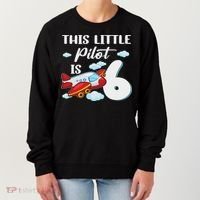This Little Pilot Is 6 Year Old Airplane 6th Birthday Women's Sweatshirt thumb 0