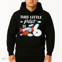 This Little Pilot Is 6 Year Old Airplane 6th Birthday Hoodie thumb 2