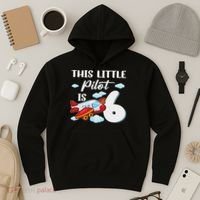 This Little Pilot Is 6 Year Old Airplane 6th Birthday Hoodie thumb 3