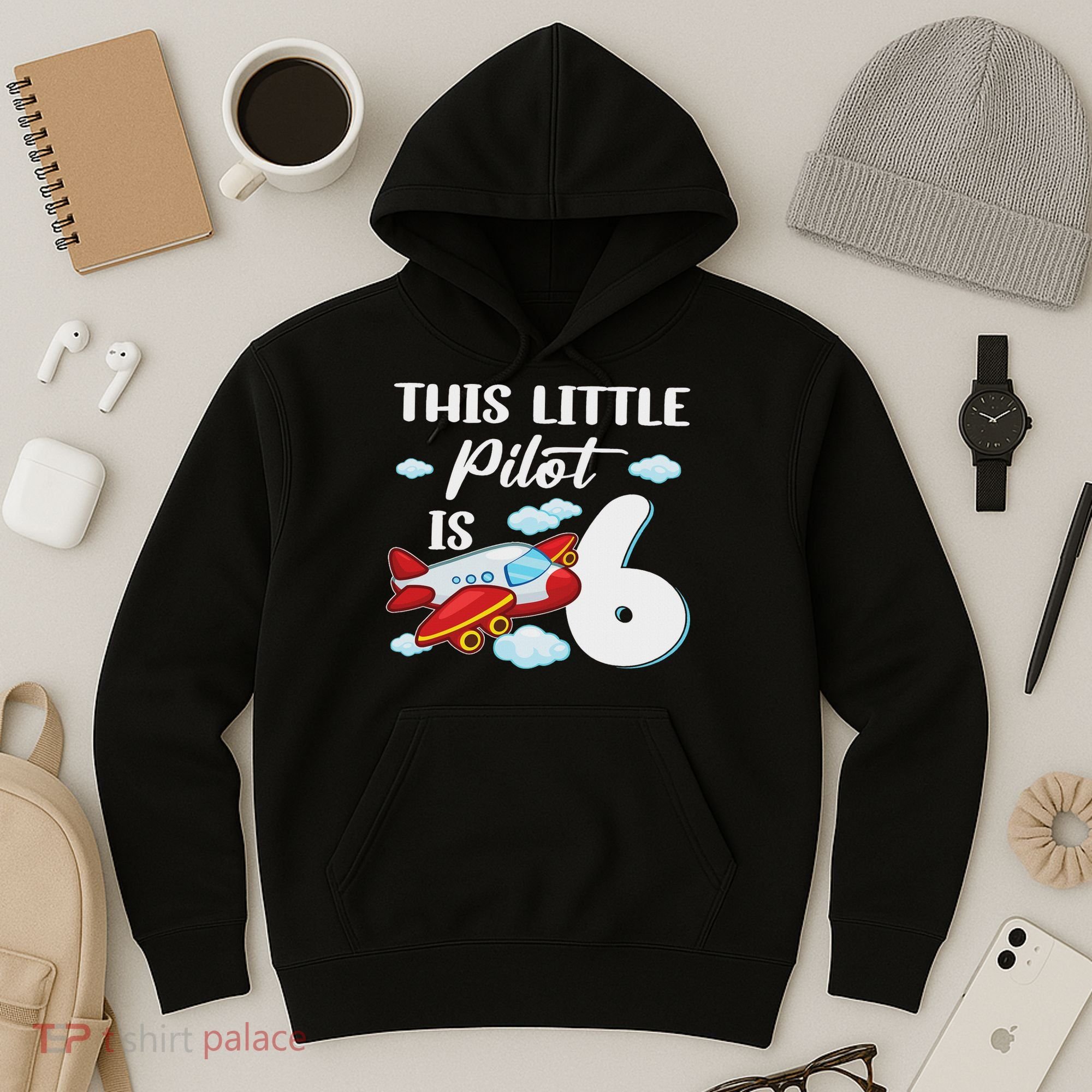 This Little Pilot Is 6 Year Old Airplane 6th Birthday Hoodie