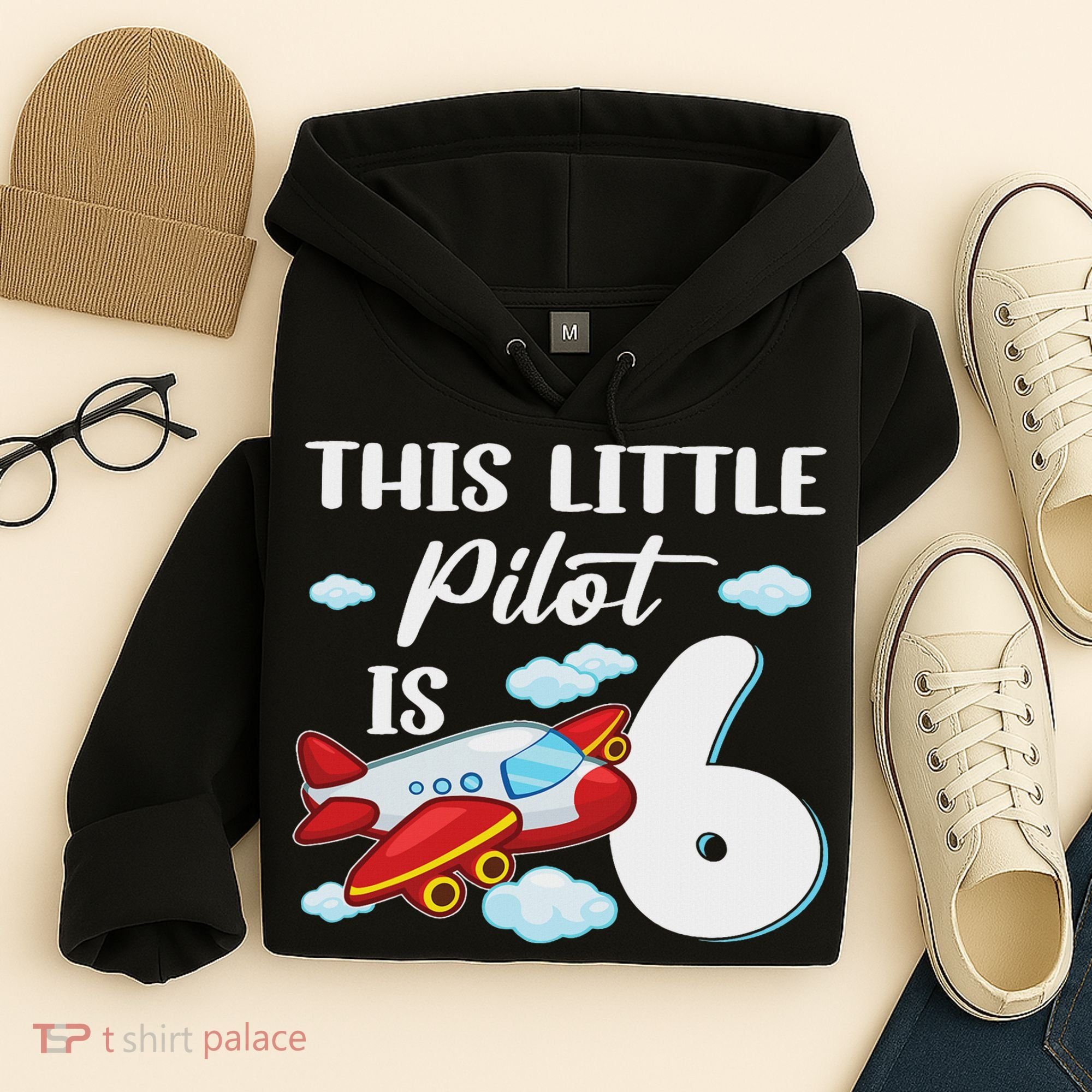 This Little Pilot Is 6 Year Old Airplane 6th Birthday Hoodie