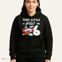 This Little Pilot Is 6 Year Old Airplane 6th Birthday Hoodie thumb 5