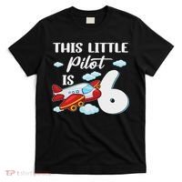 This Little Pilot Is 6 Year Old Airplane 6th Birthday T-Shirt thumb 0