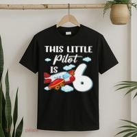 This Little Pilot Is 6 Year Old Airplane 6th Birthday T-Shirt thumb 2