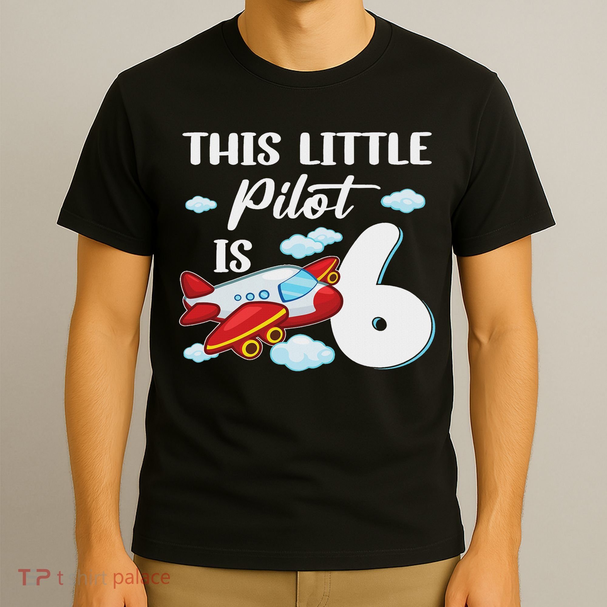 This Little Pilot Is 6 Year Old Airplane 6th Birthday T-Shirt
