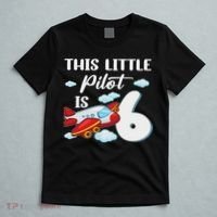 This Little Pilot Is 6 Year Old Airplane 6th Birthday T-Shirt thumb 5