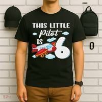 This Little Pilot Is 6 Year Old Airplane 6th Birthday T-Shirt thumb 6