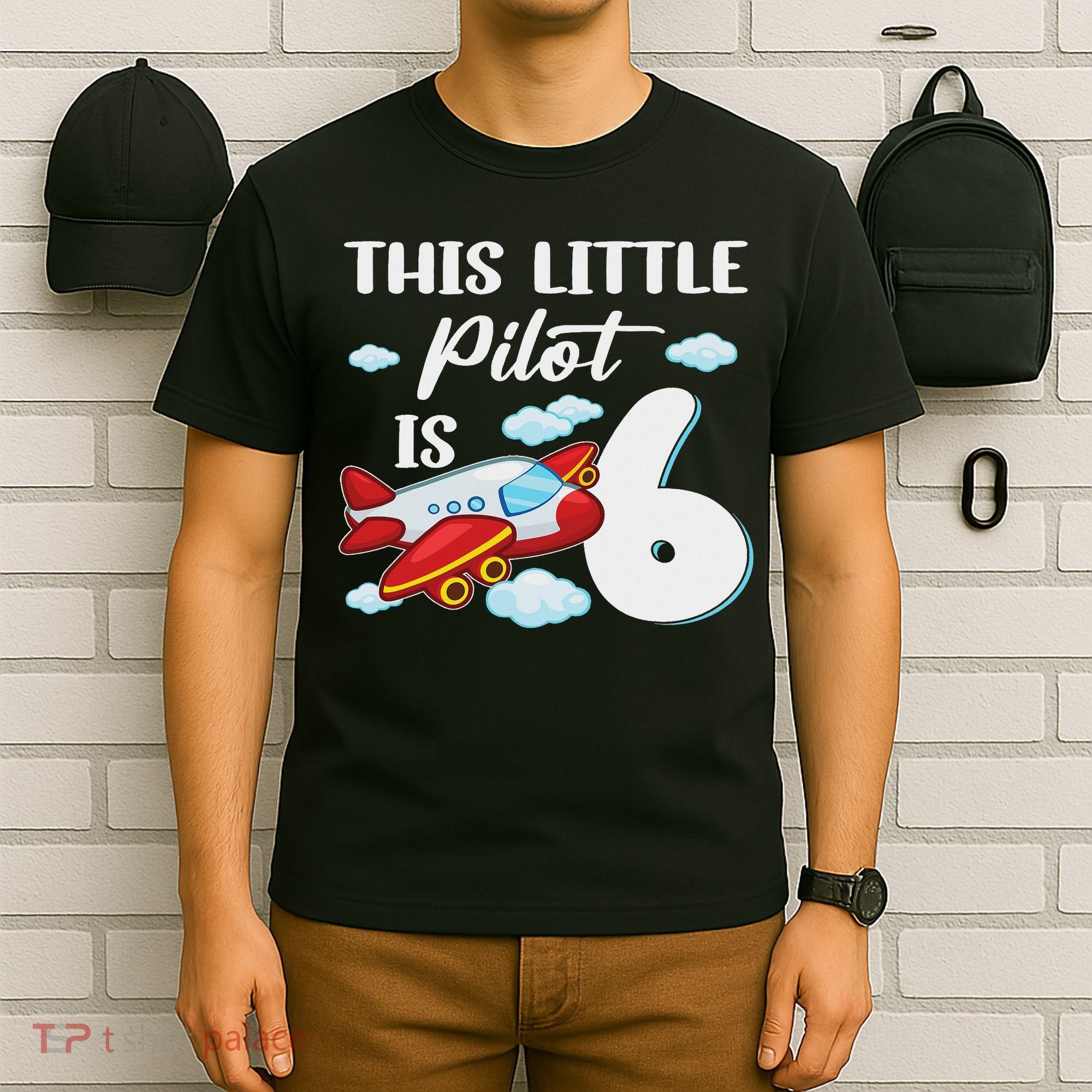 This Little Pilot Is 6 Year Old Airplane 6th Birthday T-Shirt