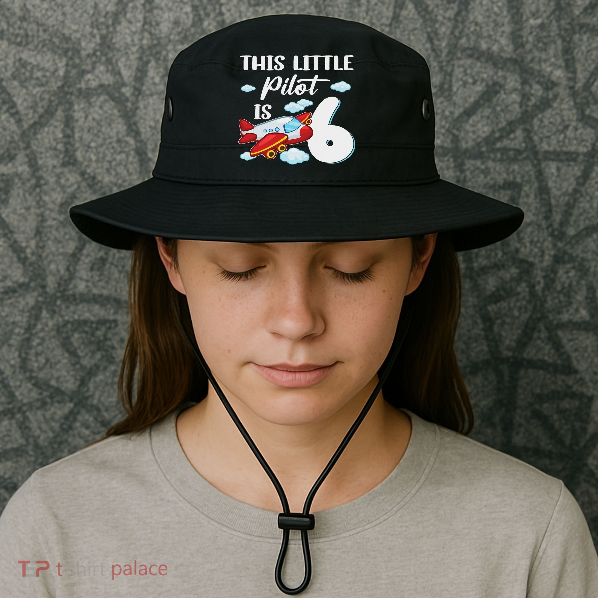 This Little Pilot Is 6 Year Old Airplane 6th Birthday Bucket Hat