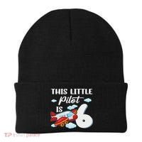 This Little Pilot Is 6 Year Old Airplane 6th Birthday Beanie thumb 0