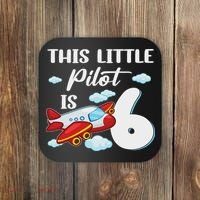 This Little Pilot Is 6 Year Old Airplane 6th Birthday Coaster thumb 0
