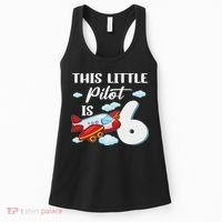 This Little Pilot Is 6 Year Old Airplane 6th Birthday Women's Tank Top thumb 0
