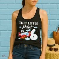This Little Pilot Is 6 Year Old Airplane 6th Birthday Women's Tank Top thumb 2