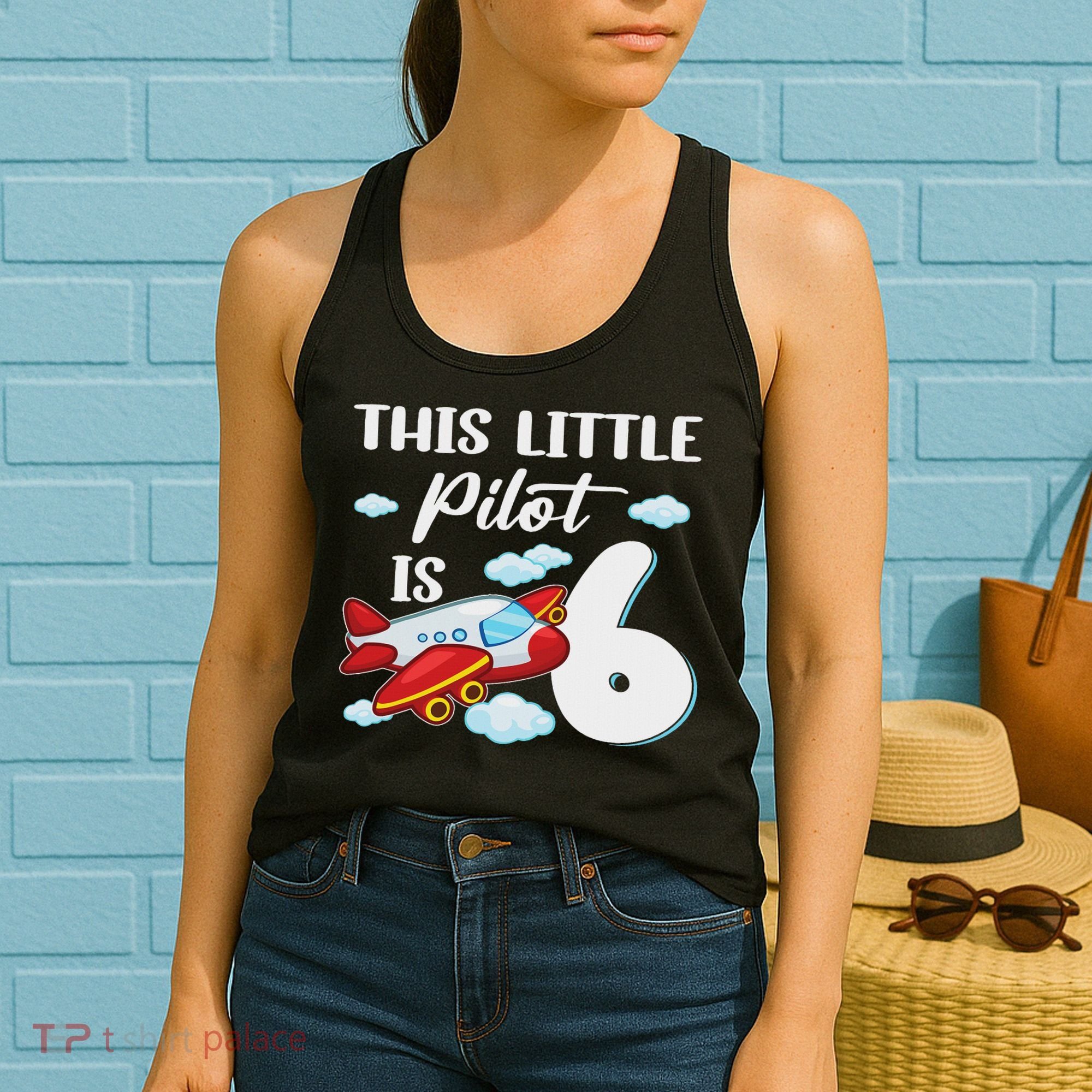 This Little Pilot Is 6 Year Old Airplane 6th Birthday Women's Tank Top