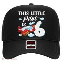 This Little Pilot Is 6 Year Old Airplane 6th Birthday Hat thumb 0