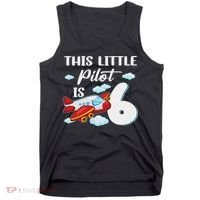 This Little Pilot Is 6 Year Old Airplane 6th Birthday Tank Top thumb 0
