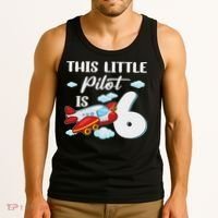 This Little Pilot Is 6 Year Old Airplane 6th Birthday Tank Top thumb 3