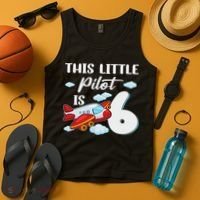 This Little Pilot Is 6 Year Old Airplane 6th Birthday Tank Top thumb 4