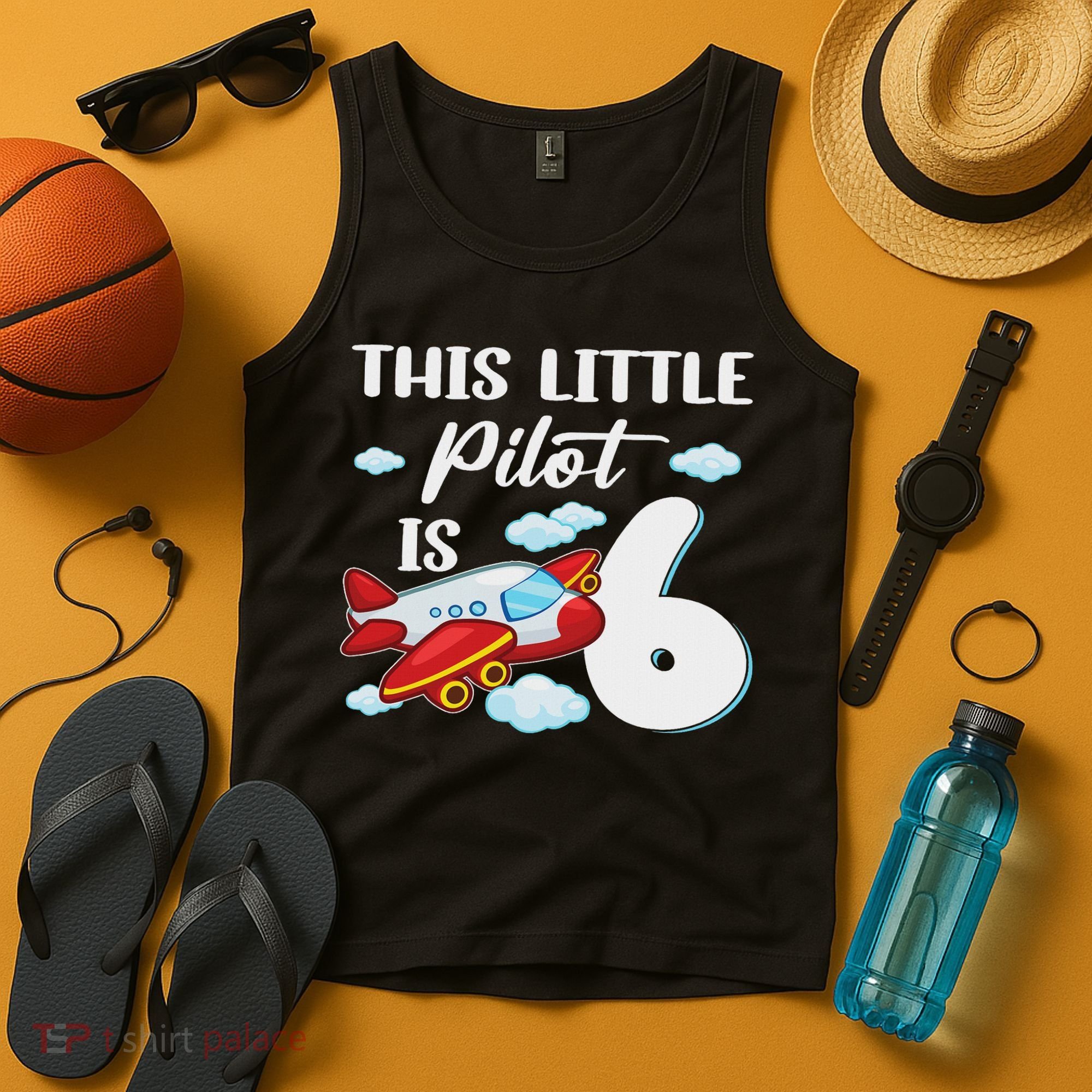 This Little Pilot Is 6 Year Old Airplane 6th Birthday Tank Top