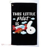 This Little Pilot Is 6 Year Old Airplane 6th Birthday Golf Towel thumb 0
