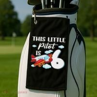 This Little Pilot Is 6 Year Old Airplane 6th Birthday Golf Towel thumb 2