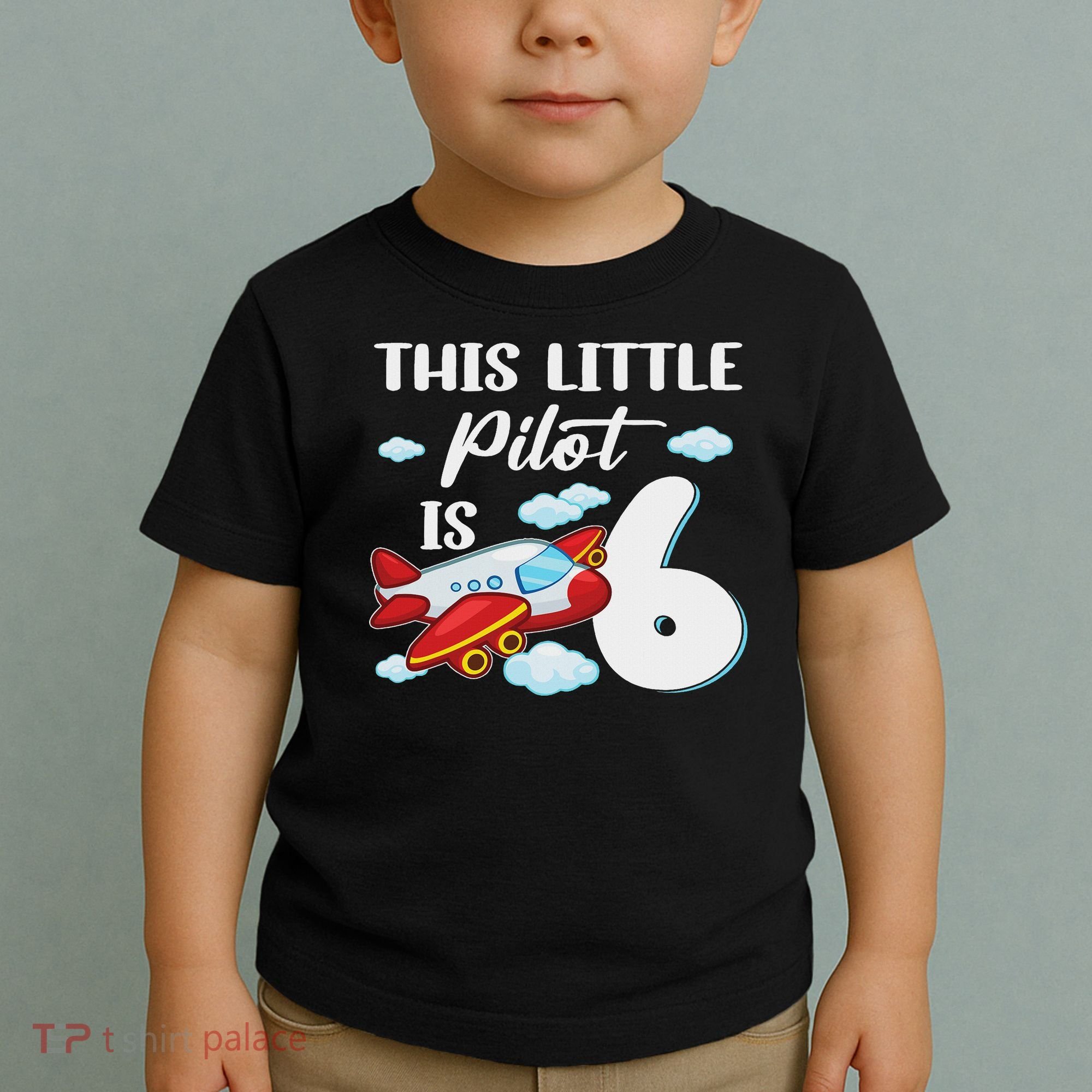 This Little Pilot Is 6 Year Old Airplane 6th Birthday Toddler T-Shirt