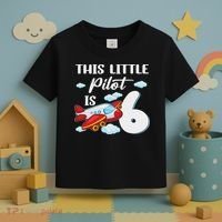 This Little Pilot Is 6 Year Old Airplane 6th Birthday Toddler T-Shirt thumb 3