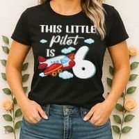 This Little Pilot Is 6 Year Old Airplane 6th Birthday Women's T-Shirt thumb 2