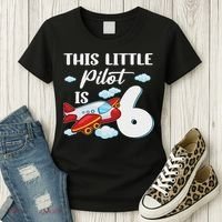 This Little Pilot Is 6 Year Old Airplane 6th Birthday Women's T-Shirt thumb 3