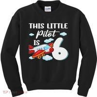 This Little Pilot Is 6 Year Old Airplane 6th Birthday Kids Sweatshirt thumb 0