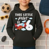 This Little Pilot Is 6 Year Old Airplane 6th Birthday Kids Hoodie thumb 2