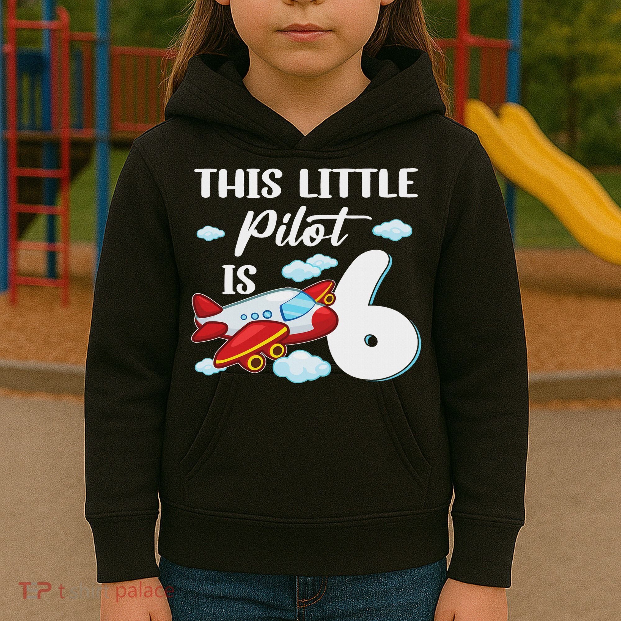 This Little Pilot Is 6 Year Old Airplane 6th Birthday Kids Hoodie