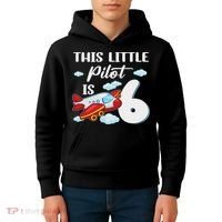 This Little Pilot Is 6 Year Old Airplane 6th Birthday Kids Hoodie thumb 4