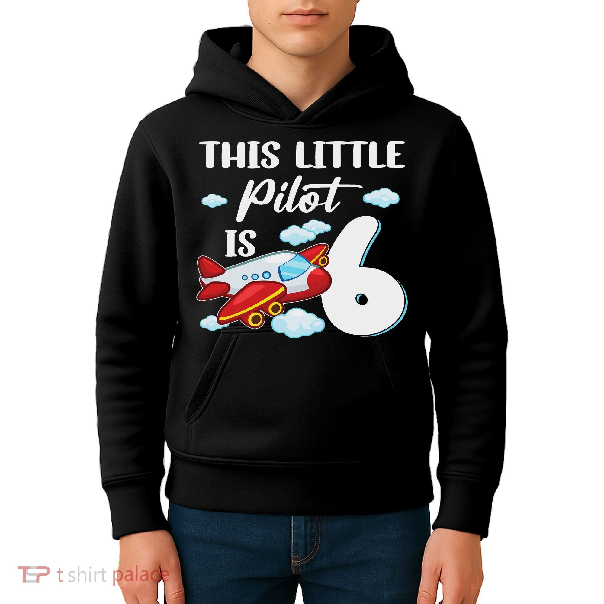 This Little Pilot Is 6 Year Old Airplane 6th Birthday Kids Hoodie
