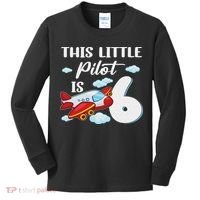 This Little Pilot Is 6 Year Old Airplane 6th Birthday Kids Long Sleeve Shirt thumb 0