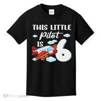 This Little Pilot Is 6 Year Old Airplane 6th Birthday Kids T-Shirt thumb 0