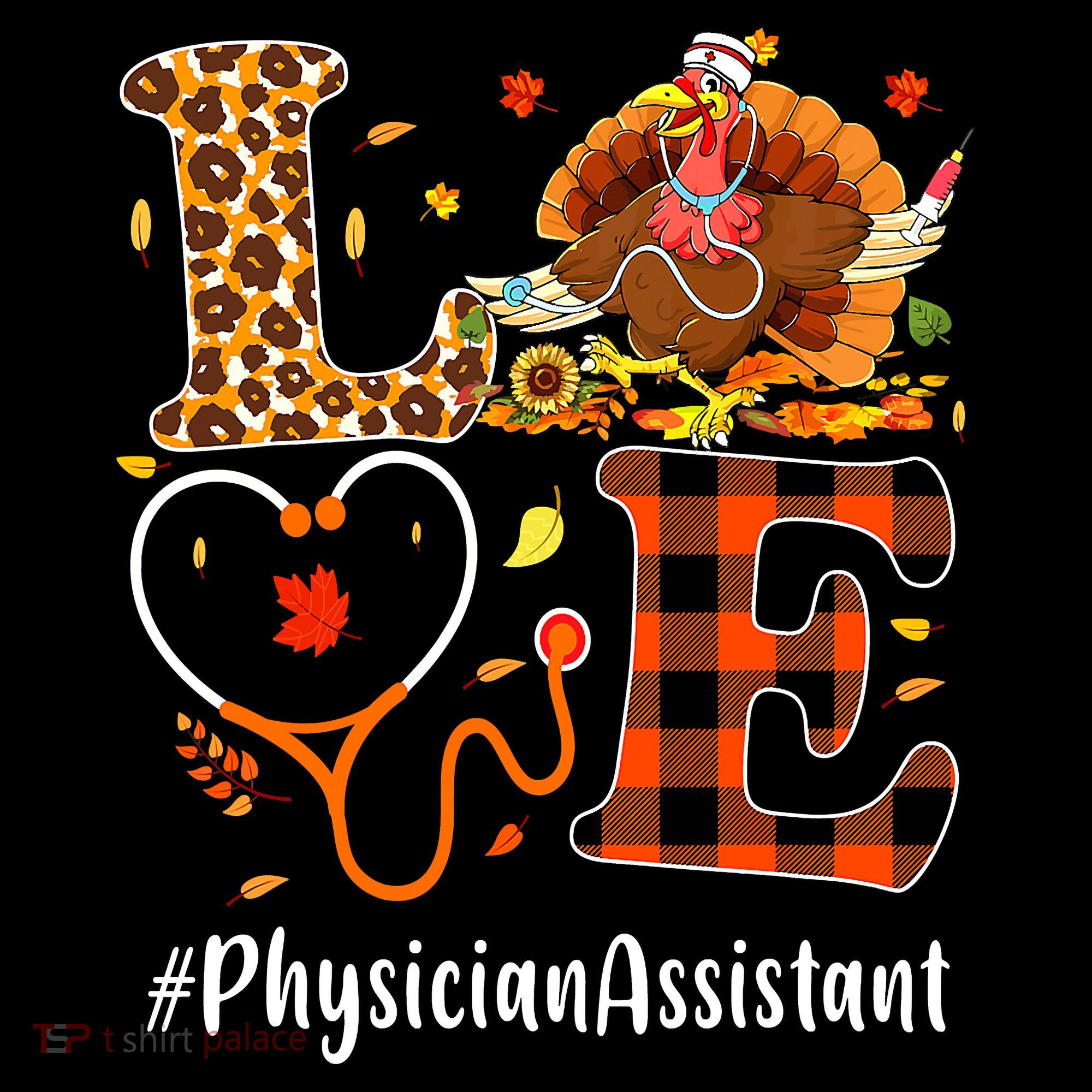 Thanksgiving Love Physician Assistant Leopard Funny Women's Tank Top