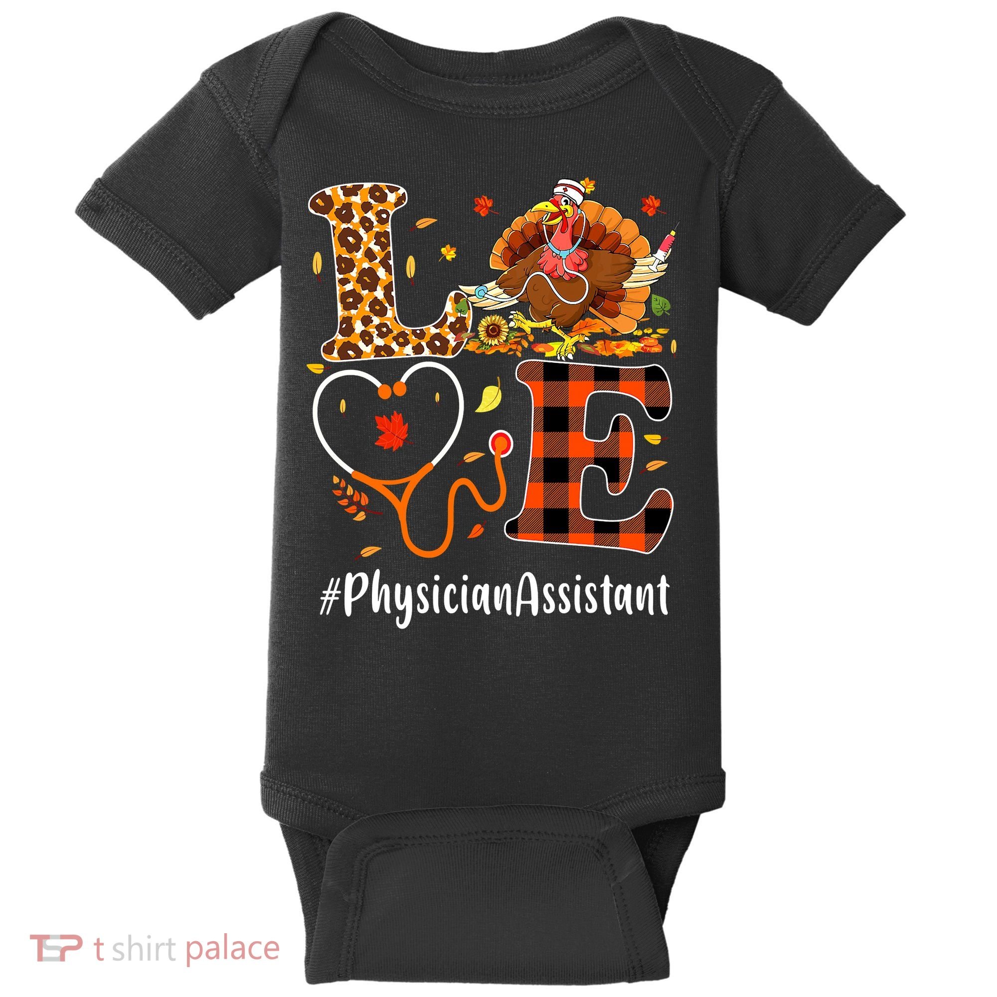 Thanksgiving Love Physician Assistant Leopard Funny Baby Bodysuit