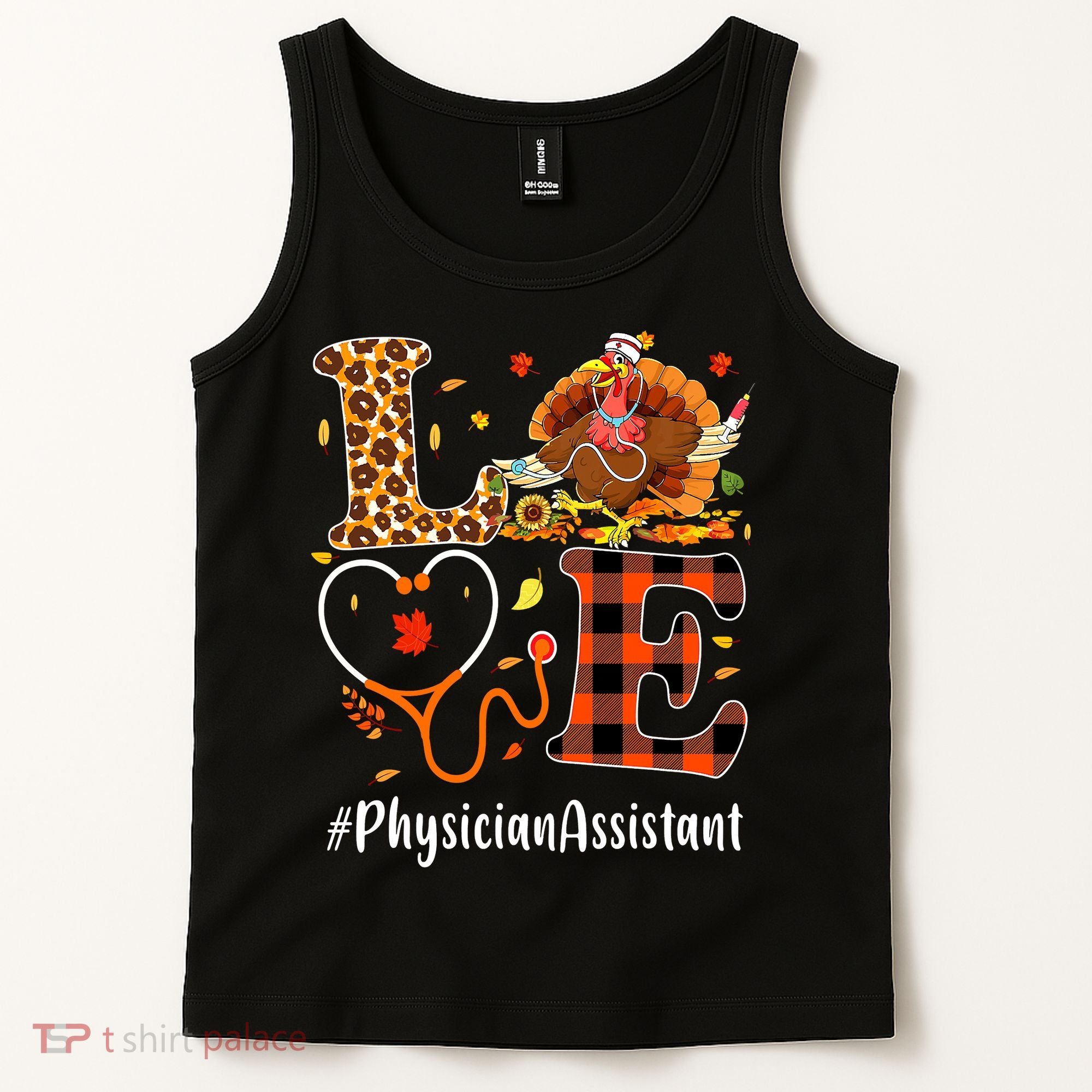 Thanksgiving Love Physician Assistant Leopard Funny Tank Top
